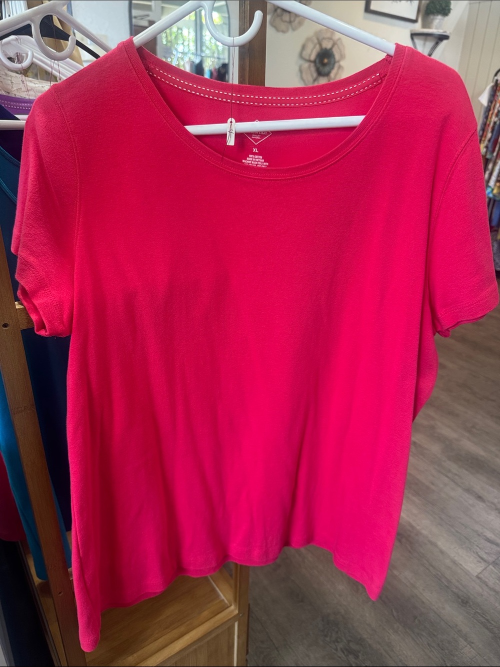 St. John's Bay Hot Pink Short Sleeve Scoop Neck Top